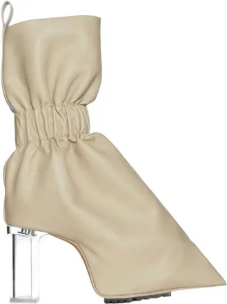 Rick Owens Beige Taquito Pleated Boots