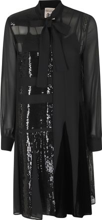 Semicouture Black Embroidered Georgette Mini Dress