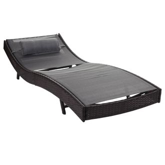 Hhg Nunca Usado] Tumbona Savannah, Tumbona Relax Jard&iacute;n, Poly Rattan, Marr&oacute;n Moteado, Funda Gris