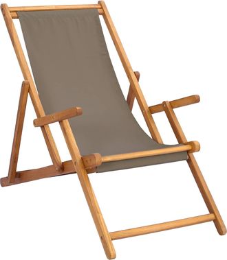vidaXL Silla De Playa Topo Madera De Teca Maciza Vidaxl