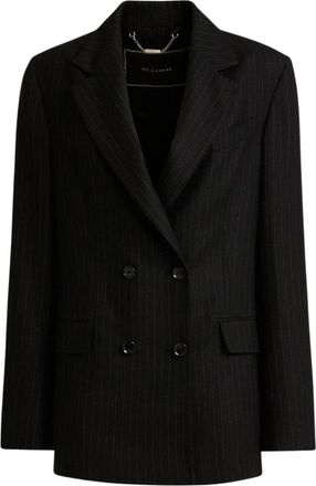 Kiton Pinstripe Wollen Jas - Dames - Blazers - Zwart - S - Wol - Jassen