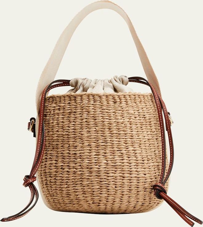 Woody Small Mifuko Basket Bag in Fair Trade Paper Embellished with Linen