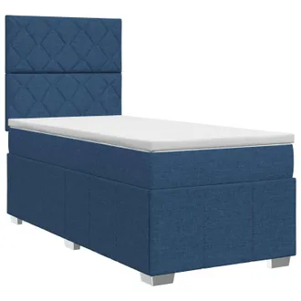 vidaXL Letto Box Spring Con Materasso Blu 100 X 200 Cm Tessuto Vidaxl
