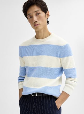 Lindbergh Mens Twin-stripe ribbed sweater