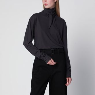 Christophe Lemaire Maglia a maniche lunghe con foulard grigia scura