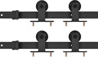 vidaXL Vidaxl - Kit De Herrajes De Puertas Correderas Acero Negro 2 Uds 183 Cm