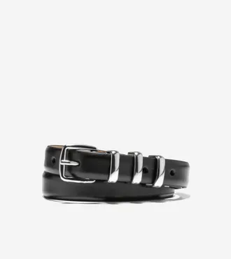 Cole Haan Womens 20MM Harness Belt with Feather Edge - Black Size Medium