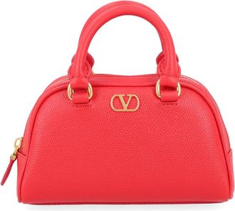 Valentino Garavani Womens Mini Bauletto Vlogo Signature Red Leather Bag Handbags Hand