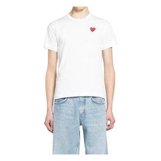 Comme Des Gar&ccedil;ons T-Shirts, male, White, L, T-Shirt Emblem Knit