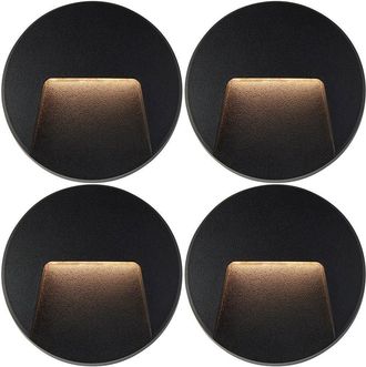 Loops 4 PACK Round Outdoor IP65 Pathway Guide Light - Indirect CCT LED - Black ABS