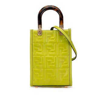Fendi Pre-owned Fendi Mini Zucca Embossed Leather Sunshine Shopper Tote Ladies 8BS051