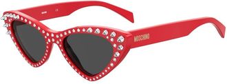 Moschino Rode Acetaat Zonnebril met IR Lenzen - Dames - Zonnebrillen - Rood - 52 MM - Accessoires