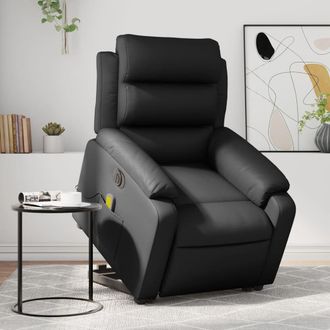 vidaXL Vidaxl - Sill&oacute;n De Masaje Elevable El&eacute;ctrico Cuero Sint&eacute;tico Negro