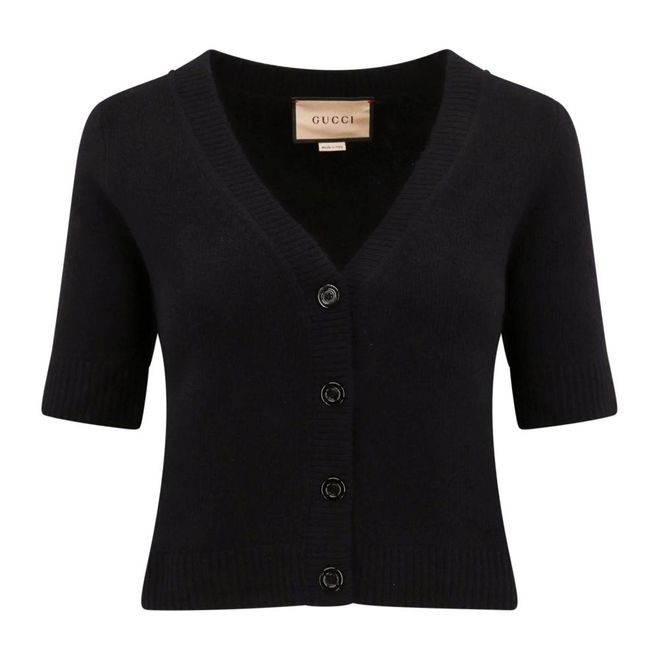 Gucci ブラック Vネック カーディガン S Gucci Cardigans, female, Black, Size: S Black Sweater V-Neck Short