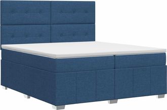 vidaXL Cama Box Spring Con Colch&oacute;n Con Cabecera Azul 140 X 190 Cm Tela Vidaxl