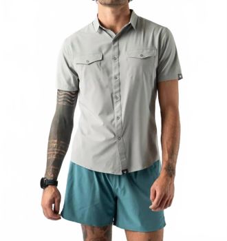 Rabbit Mens High Country Short Sleeve Snap Shirt In Sharkskin/grey