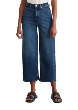 Marc O'Polo Weite Jeans MARC OPOLO Tolva, Damen, Gr. 25, L&auml;nge 34, blau (authentic schwarz sea blau wash), Denim/Jeans, Obermaterial: 90% Baumwolle, 9% Polyester,