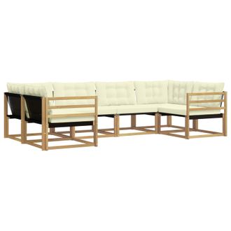 vidaXL Conjunto De Sof&aacute;s De Exterior Con Coj&iacute;n 6 Pcs Blanco Y Crema Vidaxl