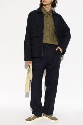 Paul Smith Pinstripe Pattern Trousers, Mens, Navy Blue