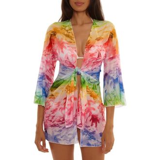 BECCA by Rebecca Virtue Fiji Tie Front Cover-Up Dress in Multi at Nordstrom, Size Medium