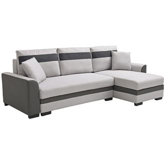 Vente-Unique Divano letto angolare reversibile in Tessuto e Similpelle Grigio - GIANY II