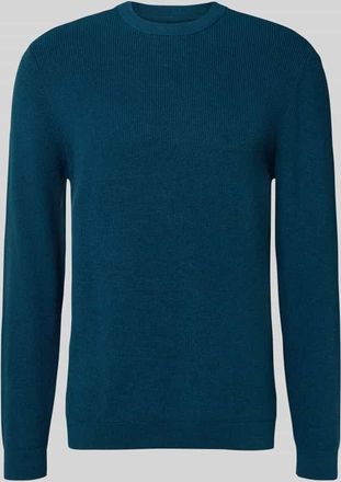 Mc Neal Strickpullover mit gerippten Abschlüssen in Petrol Melange, Größe XXXL