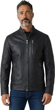 Infinity Leather Mens Quilted Black Lamb Leather Biker Jacket - Stavanger