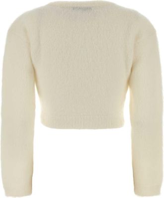Alessandra Rich Womens Mohair Cardigan Ivory Nylon Wool