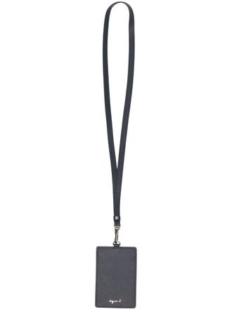 agn&egrave;s b. leather ID card neck tag - men - Calf Leather - One Size - Blue