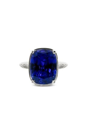 Sterling Forever 14k Gold Plated Elongated Cushion Stone Ring in Silver at Nordstrom, Size 10