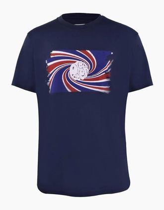 Pretty Green Mens Icon Swirl Crew Neck Regular Fit T-Shirt - Navy - Size: 38