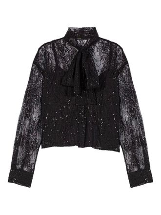 Maje sequinned lace shirt - Black