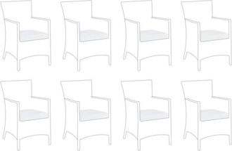 Beliani Conjunto De 8 Fundas De Coj&iacute;n Para Silla De Jard&iacute;n Fundas De Coj&iacute;n Para Exterior Blanco Crema Italia