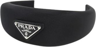 Prada Pre-owned Accessories, female, Black, Size: ONE SIZE Pre-owned Triangle logo Re-Nylon Headband