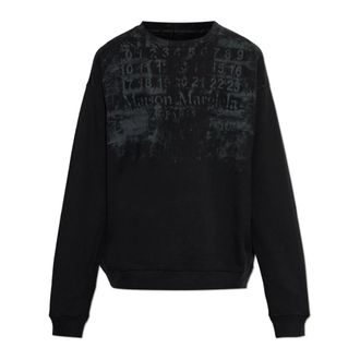 Maison Margiela Hoodies & sweatvesten, Heren, Zwart, L, Katoen, Sweatshirt Met Print
