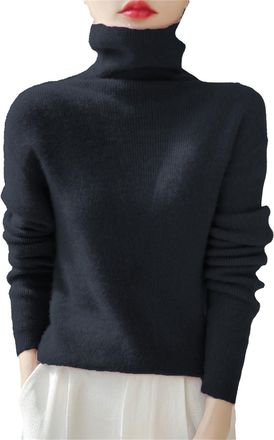 Generic Cashmere Jumpers Ladies Trendy Polo Neck Knitted Jumpers Autumn Winter Slim Fit Turtleneck Sweater Dressy Casual Pullover Sweaters High Neck Thermal K