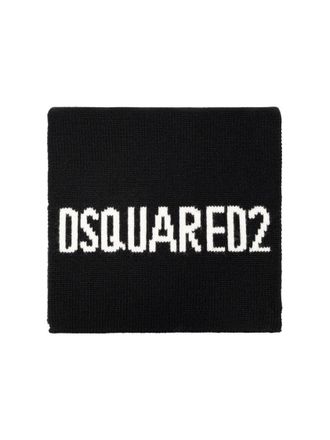 Dsquared2 Logo Intarsia Knit Wool Scarf