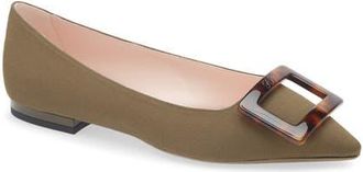 Roger Vivier Gommettine Pointed Toe Flat in Militare Chiaro at Nordstrom, Size 10Us