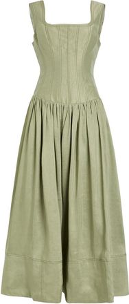Aje Aje Spirelle Linen-blend Midi Dress - Green - 10 (UK10 / S)
