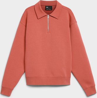 Le 31 Mens Structured jersey zipped polo-collar sweatshirt