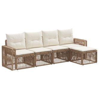 vidaXL Conjunto De Sof&aacute;s De Jard&iacute;n 5 Pcs Beige Y Blanco Crema Vidaxl