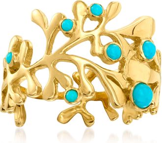 Ross-Simons Turquoise Reef Ring in 18kt Gold Over Sterling