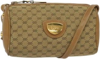 Gucci Pre-owned Canvas gucci-bags - Dames - Vintage Schoudertas - Beige - ONE Size - Leer - Vintage
