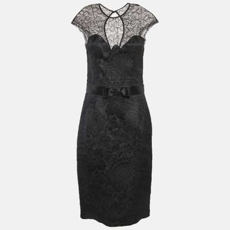 Roberto Cavalli Class Roberto Cavalli Black Brocade Lace Short Dress