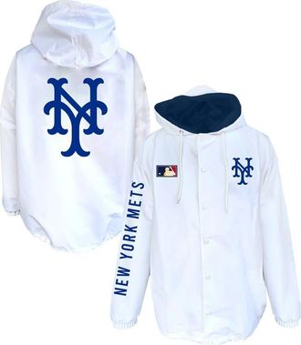 Mitchell & Ness Mens Mitchell & Ness White New York Mets Big & Tall Full-Snap Hooded Jacket at Nordstrom, Size Xxx-Large