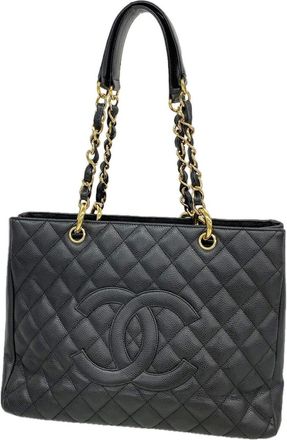 Chanel Black Grained Calfskin Tote Bag (Pre-Owned)