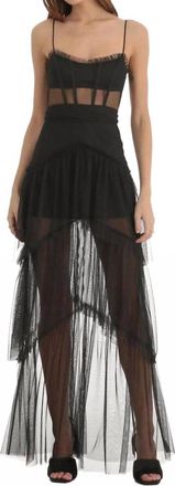 Lucy in the Sky Mesh Corset Maxi Dress In Black