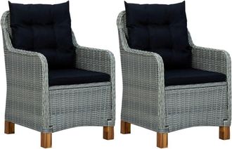 vidaXL Vidaxl - Sillas De Jard&iacute;n Con Cojines 2 Uds Rat&aacute;n Sint&eacute;tico Gris Claro