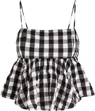 Free People Mia Plaid Cotton top - Black And White - XL (UK16 / XL)