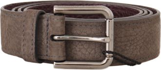 Dolce & Gabbana Beige Hertenleer Riem met Zilveren Logo Gesp